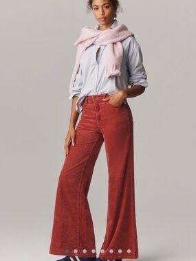 Pilcro Wide-Leg Corduroy Jeans in Rose